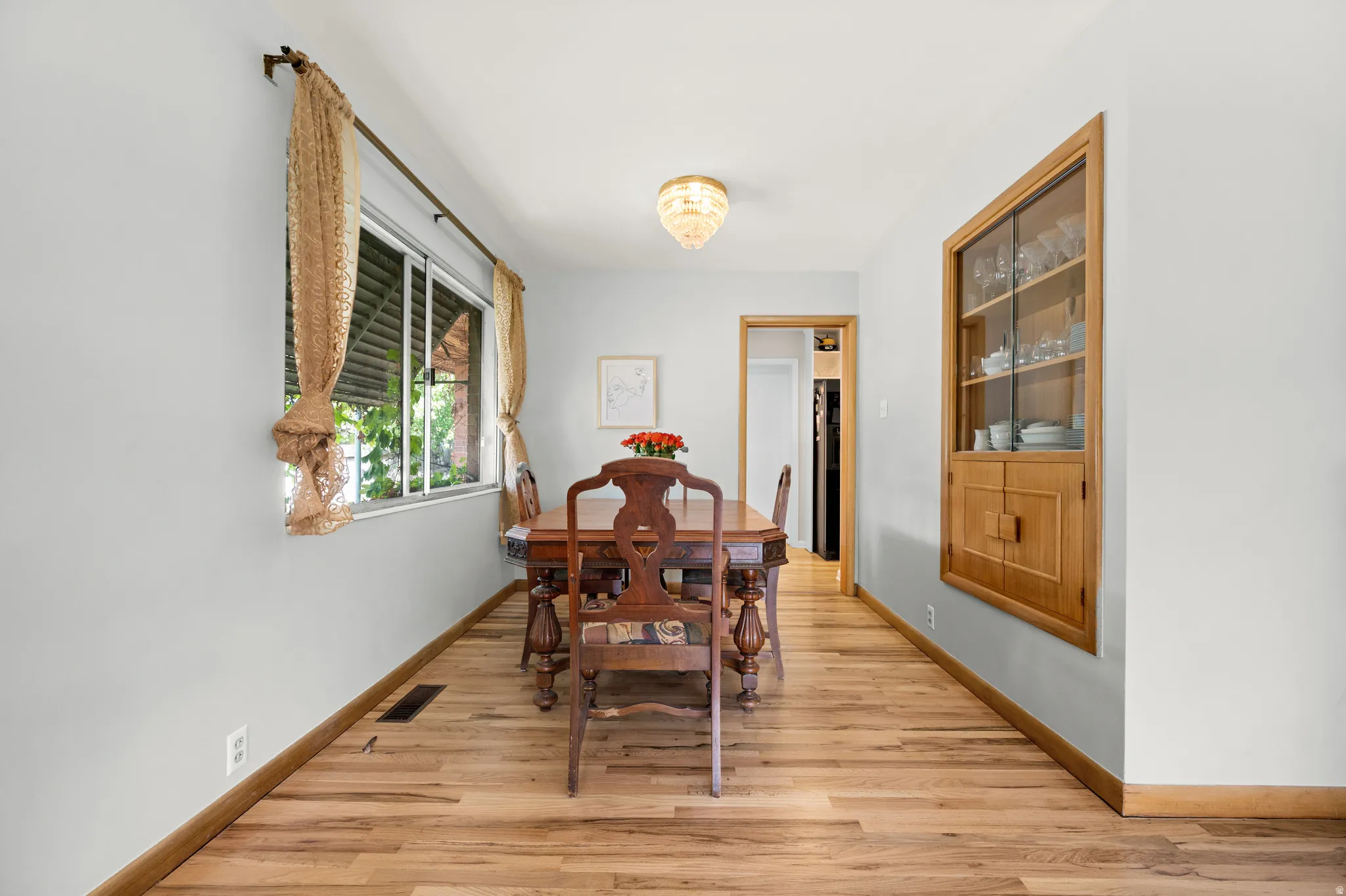 Dining nook with built-in china cabinet