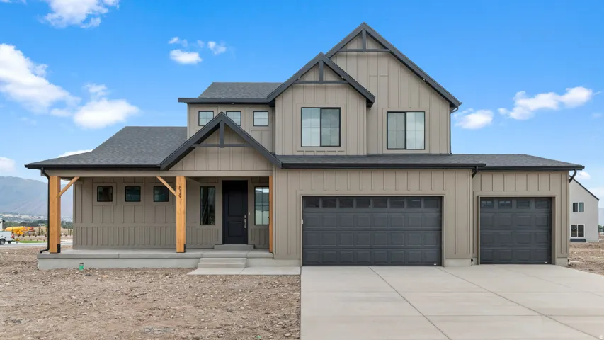 Modern farmhouse exterior featuring board and batten siding