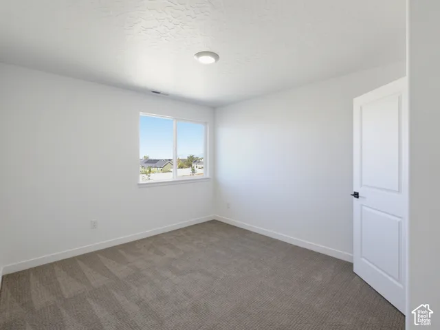 Neutral wall tones, gray carpeting, and a dual-pane window