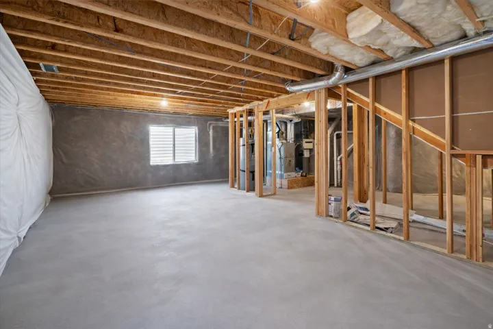 Basement with heating unit