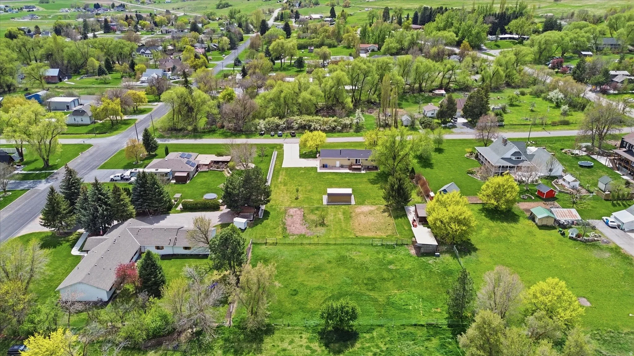Aerial perspective of suburban area