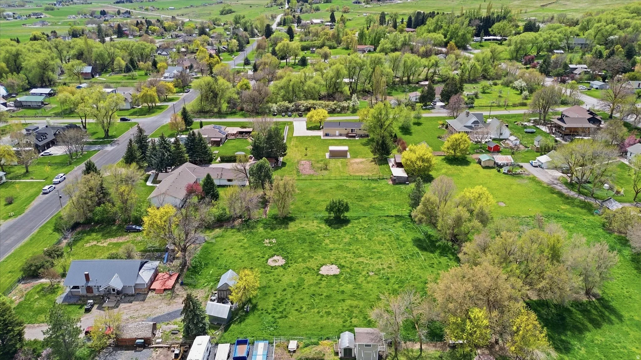 Aerial perspective of suburban area
