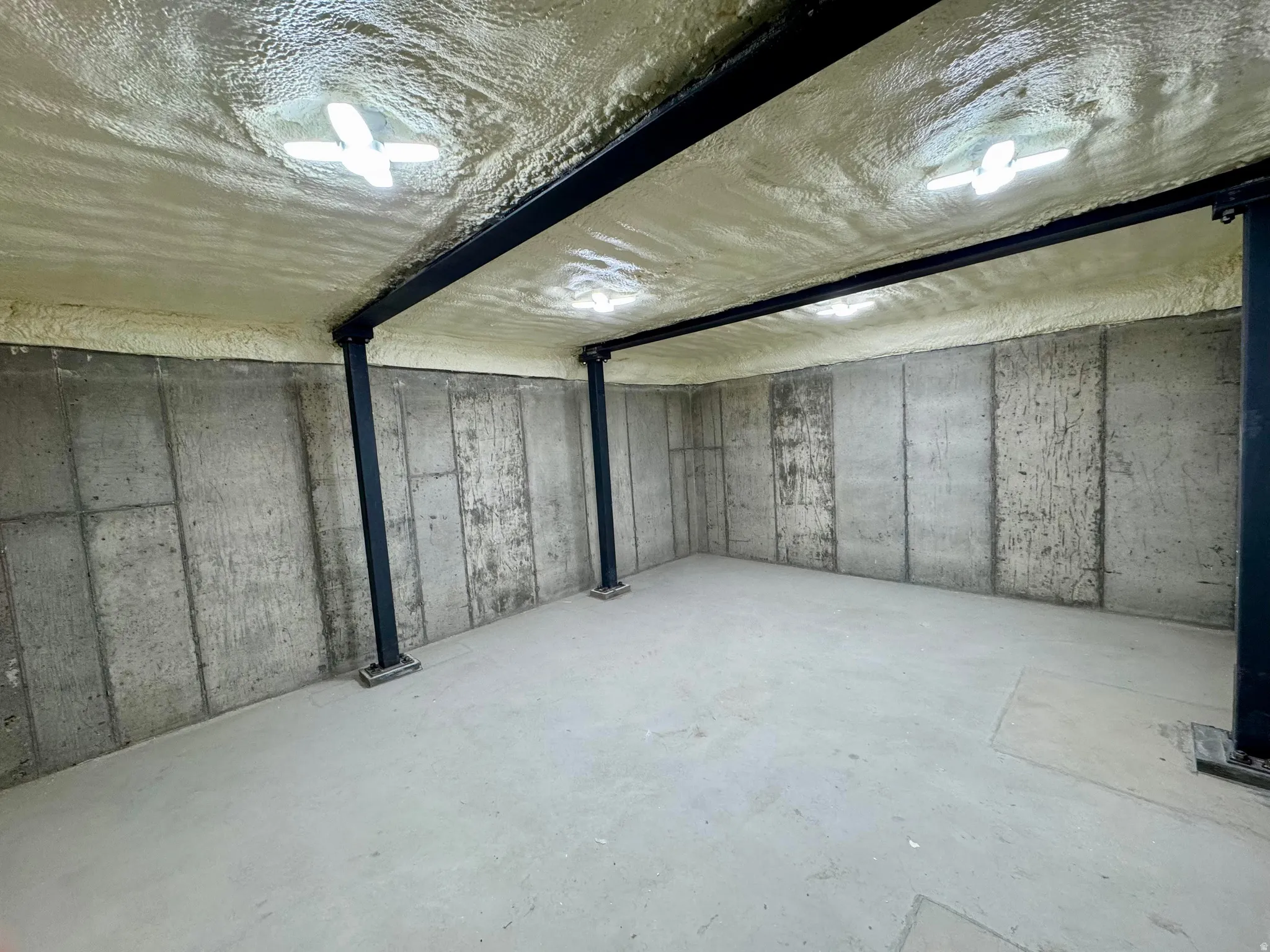 Interior view of concrete storage room addition