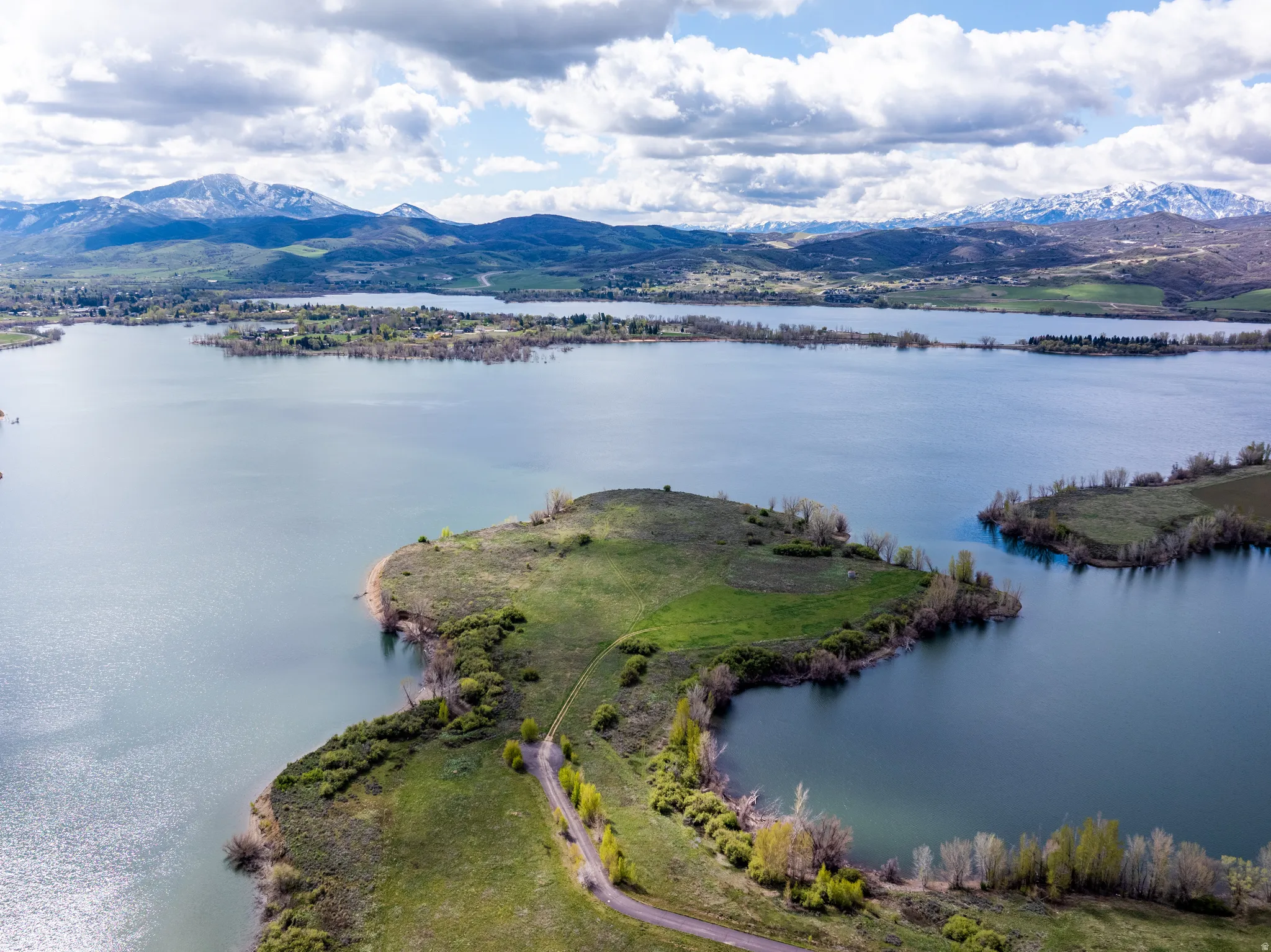 Drone / aerial view of a water and mountain view