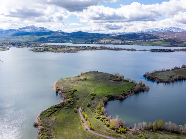Drone / aerial view of a water and mountain view
