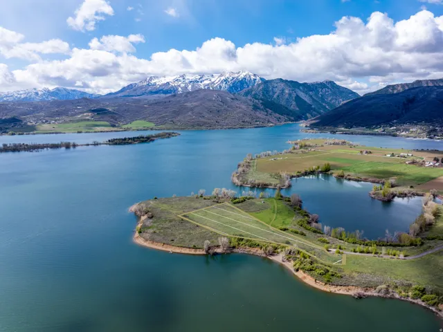 Drone / aerial view of a water and mountain view