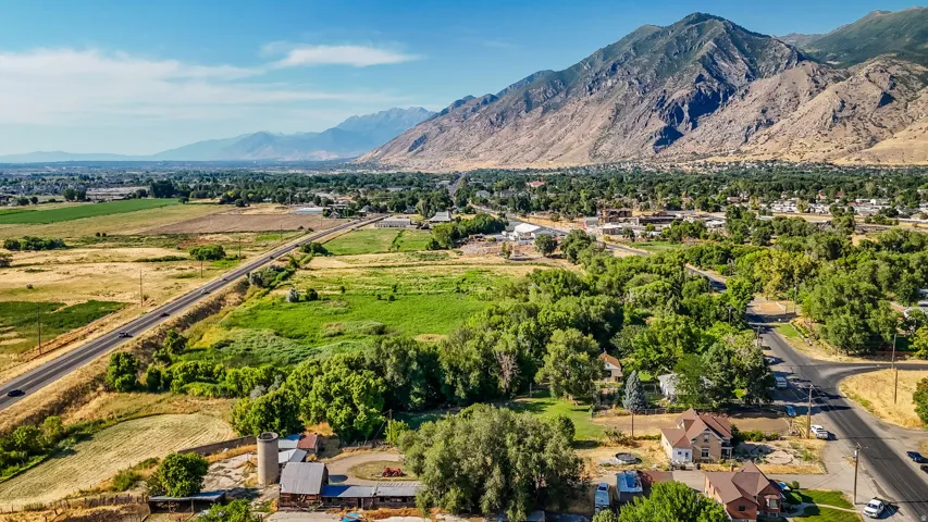 Aerial view of a mountainous background