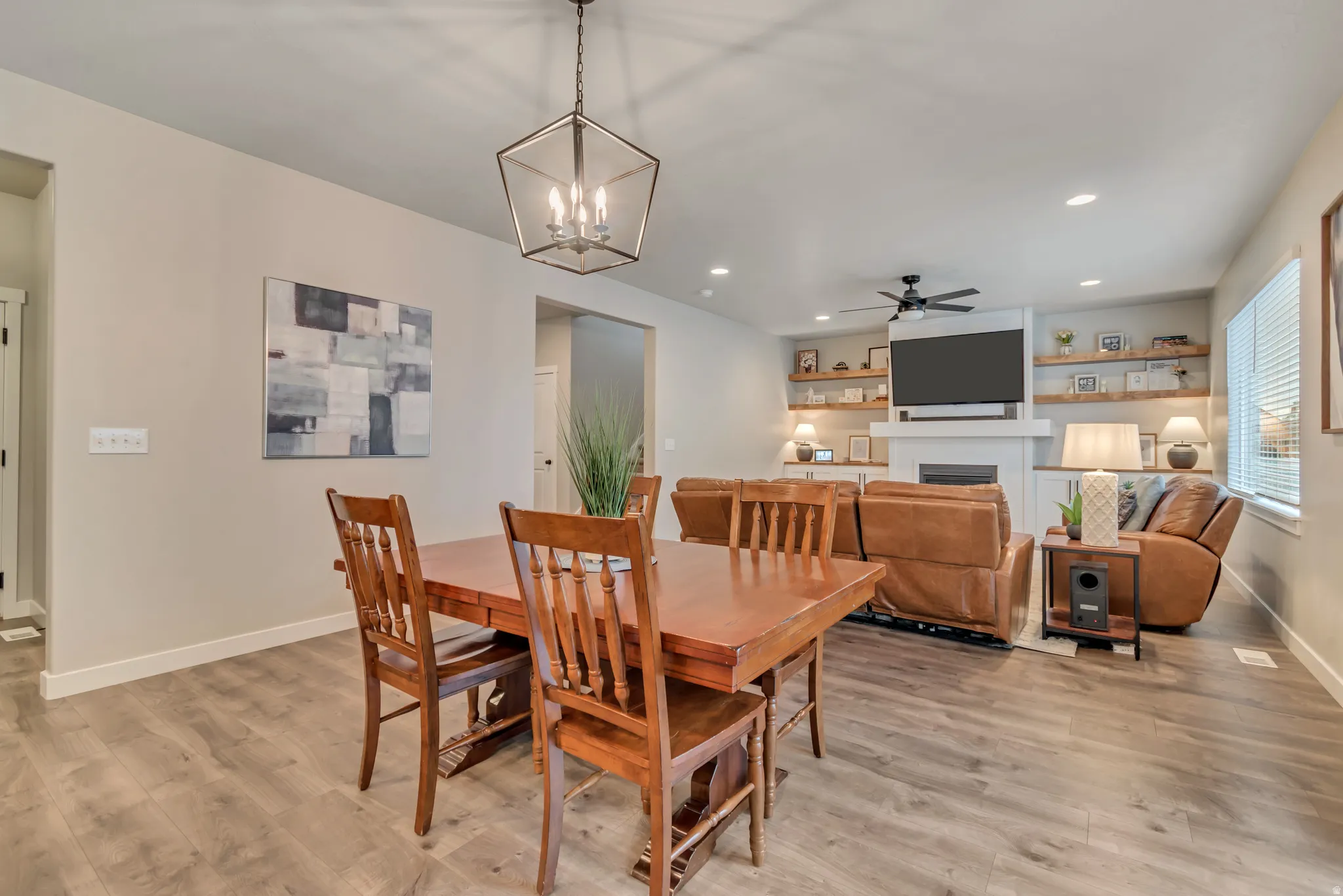 The generous dining area boasts plenty of room for entertaining