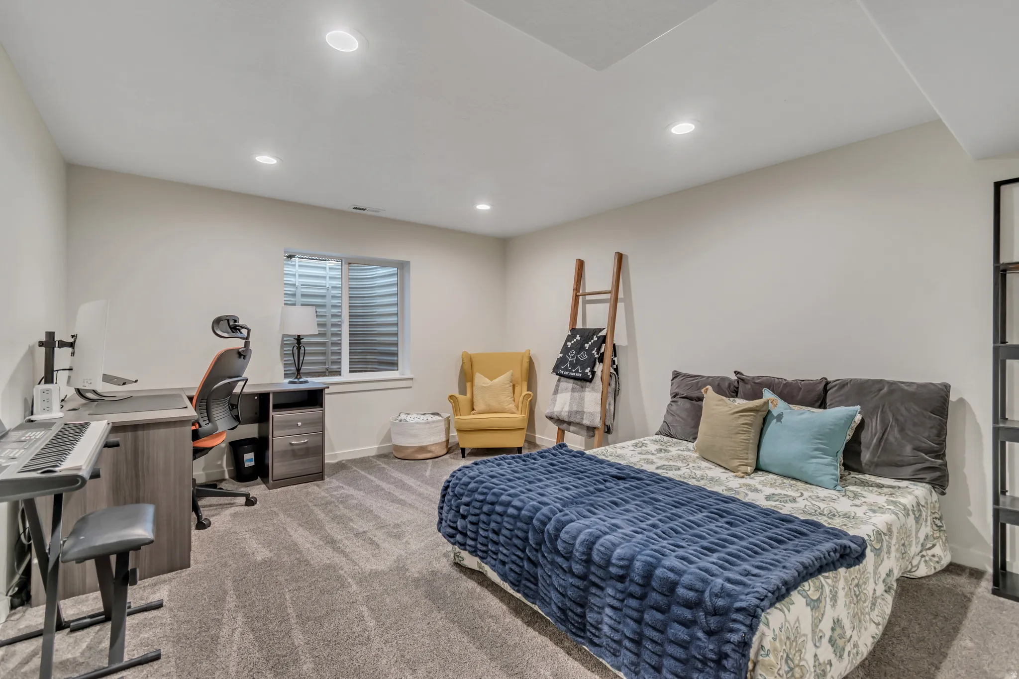 Roomy bedroom with large walk-in closet