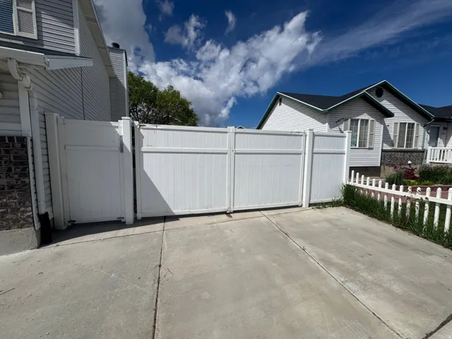 Gate with a patio area
