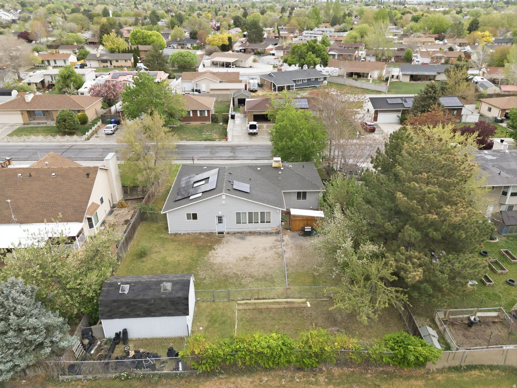 Aerial perspective of suburban area