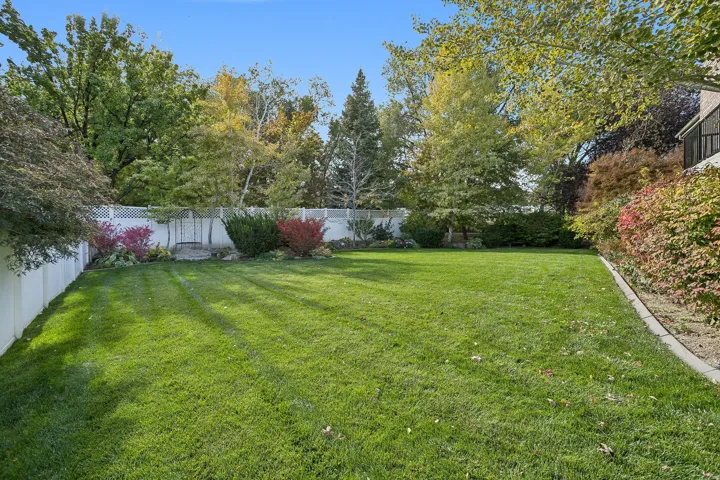 View of fenced backyard