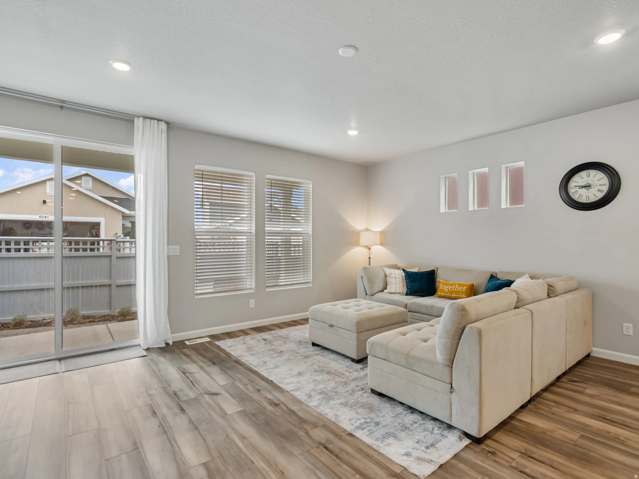 Living area featuring light wood-type flooring