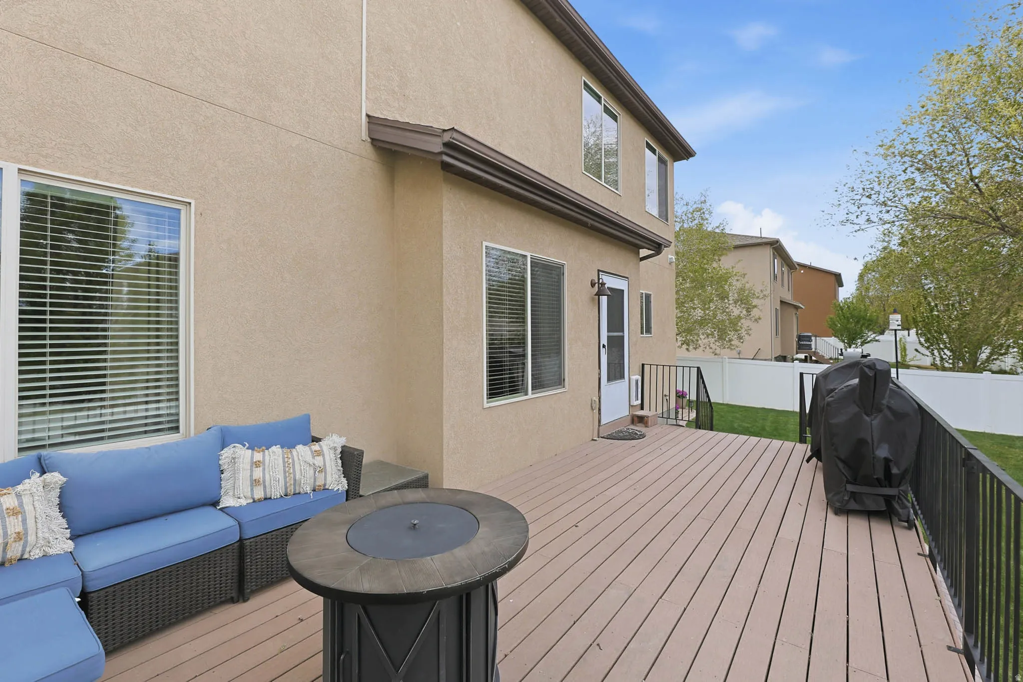 Wooden terrace with outdoor seating