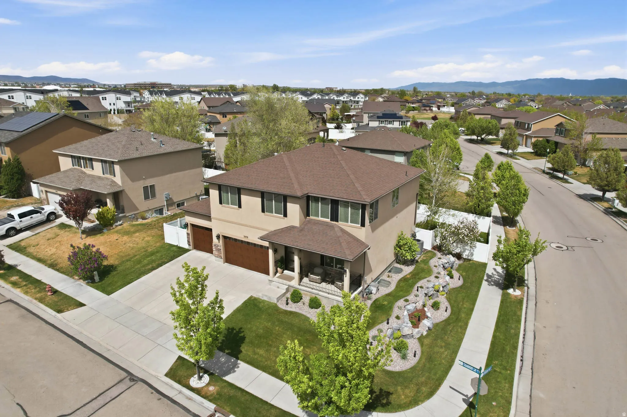 Aerial perspective of suburban area