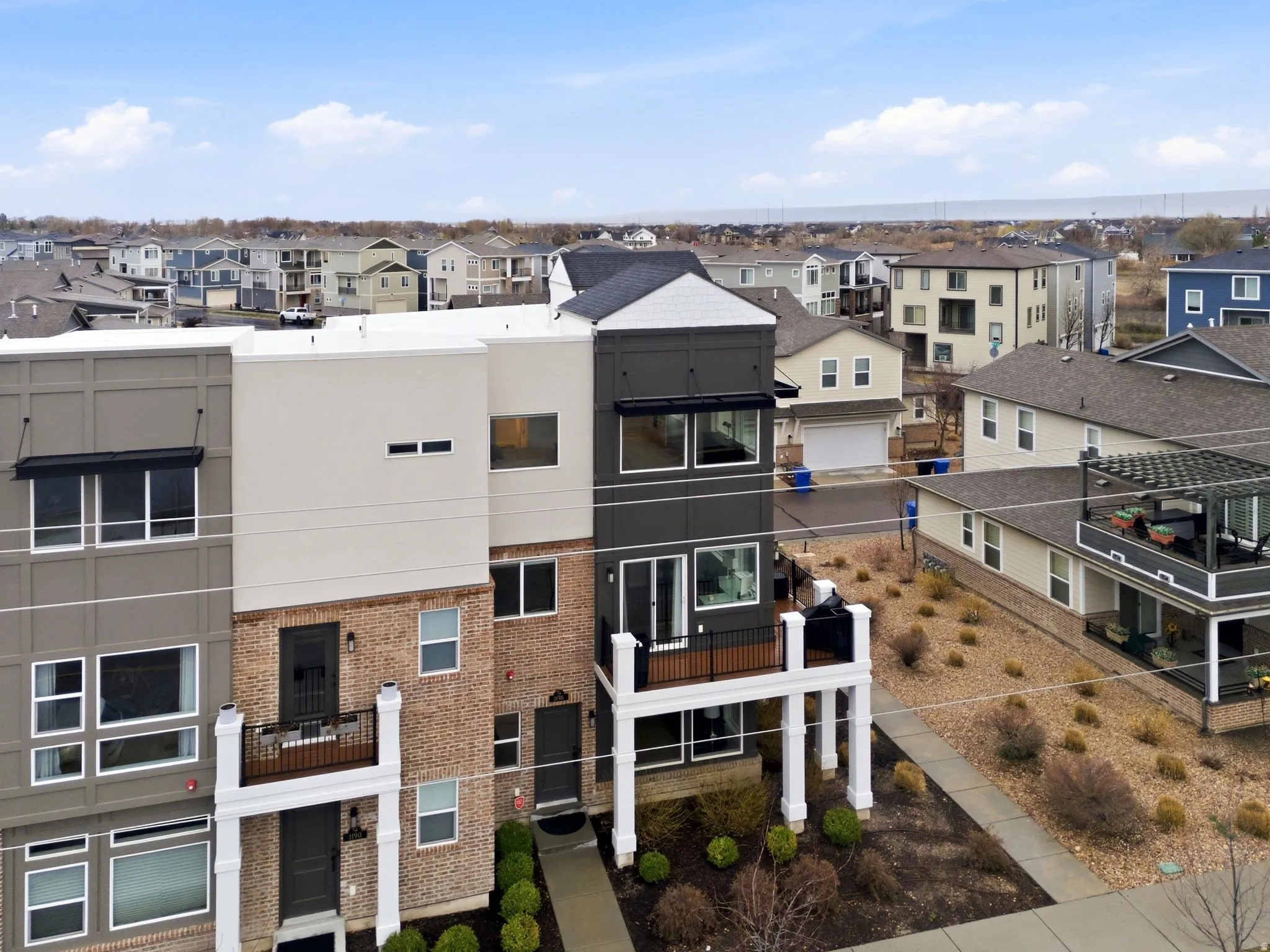 Aerial view of residential area