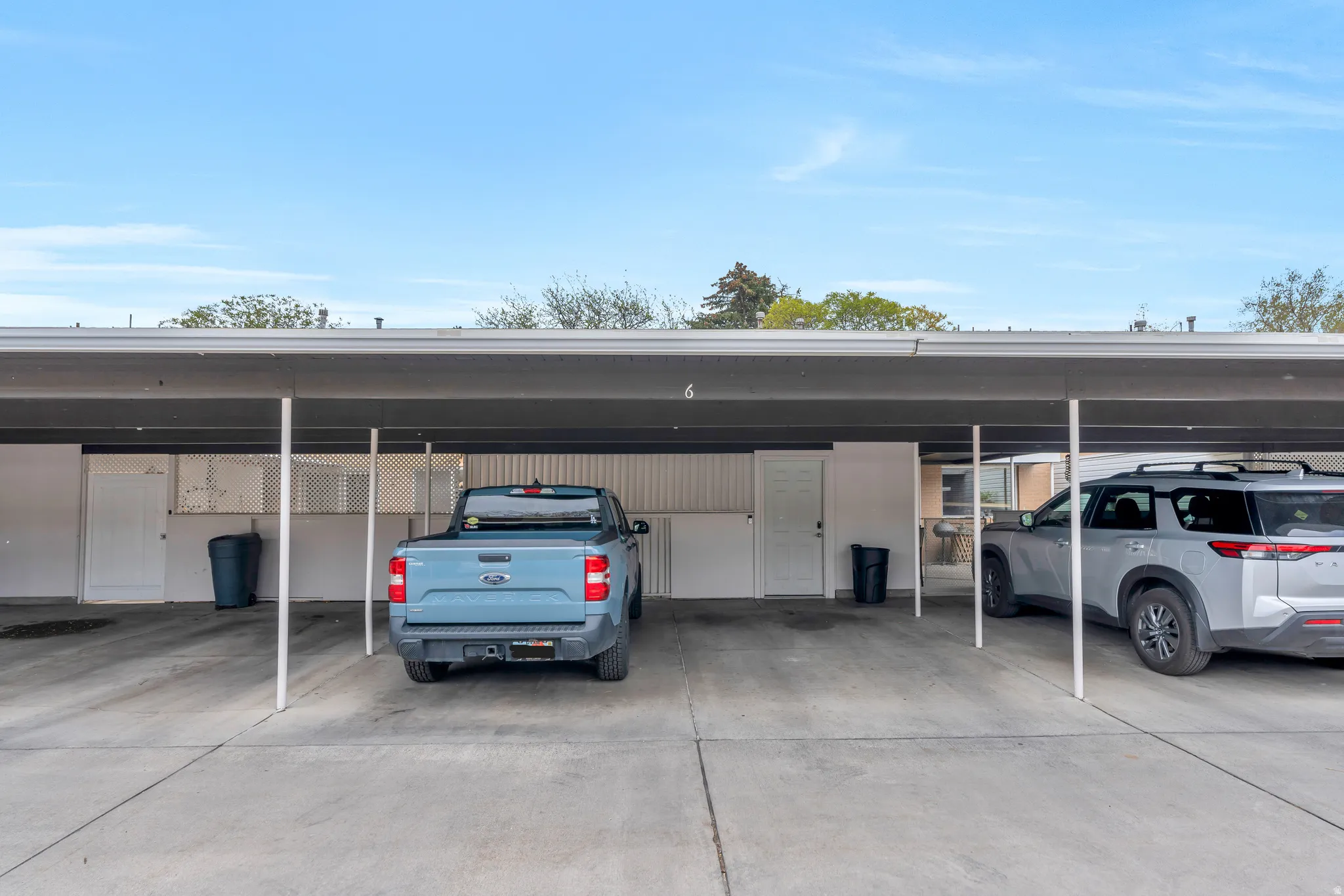 View of covered parking lot