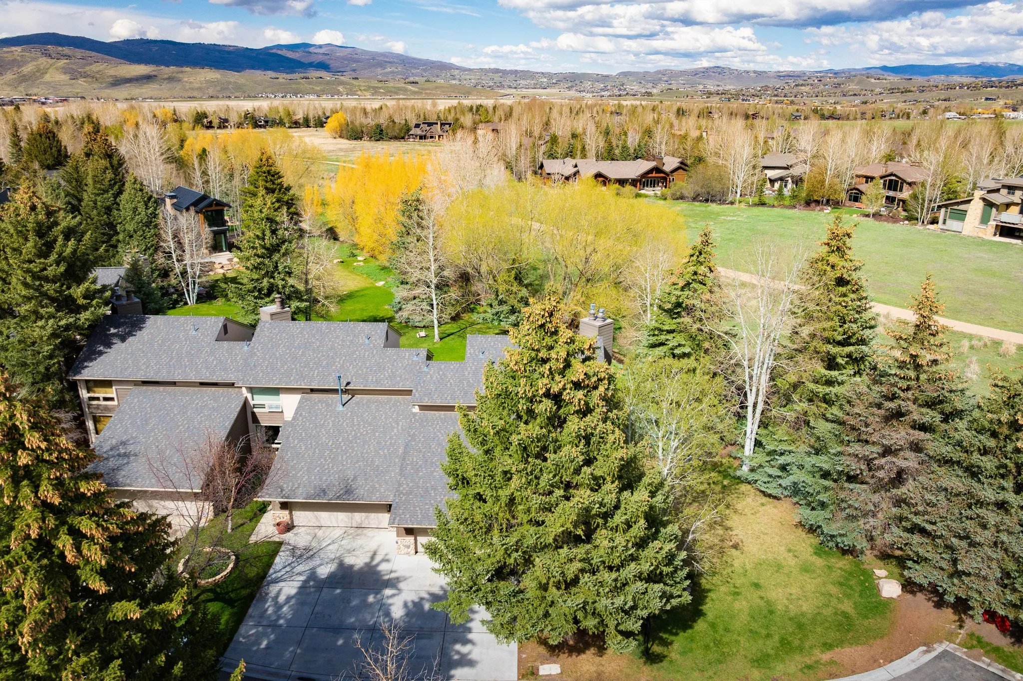 Drone / aerial view of a mountain backdrop