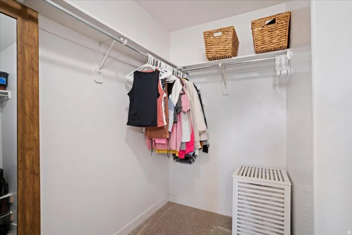 Walk in closet featuring carpet