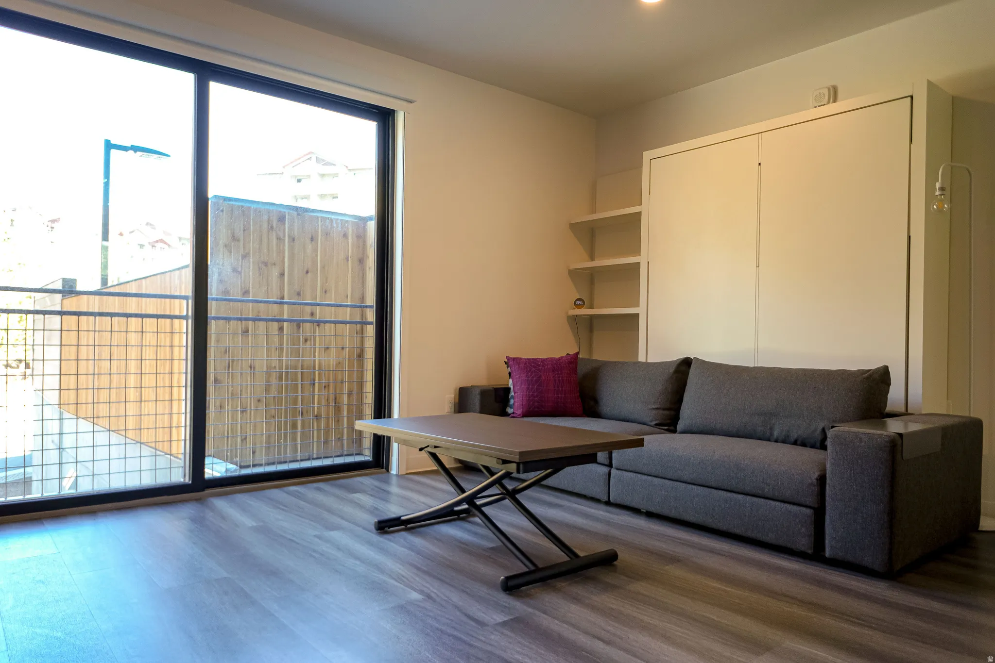 Living room featuring wood finished floors