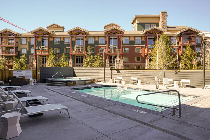 Community pool with a community hot tub