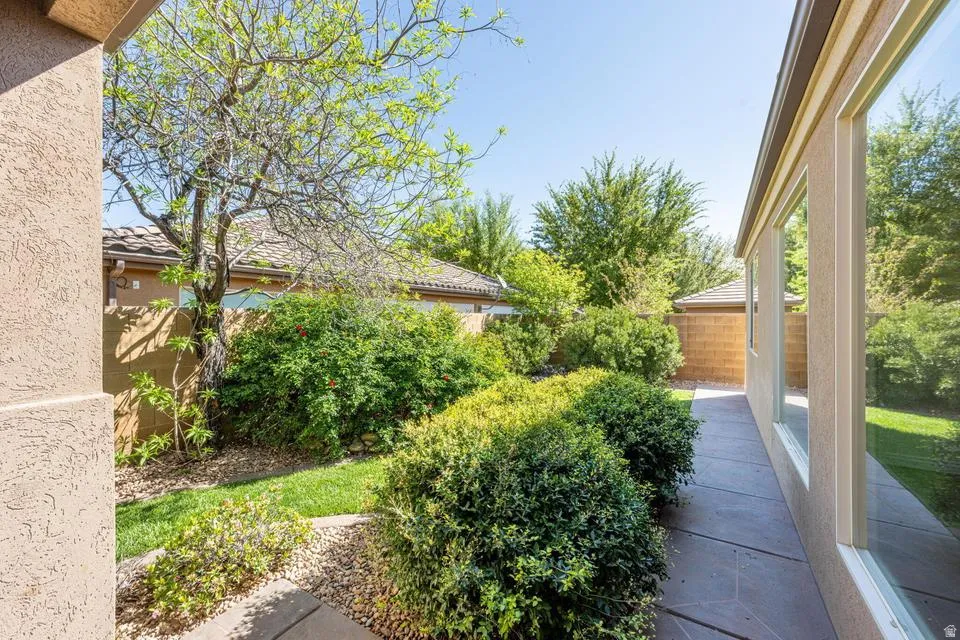 View of fenced backyard