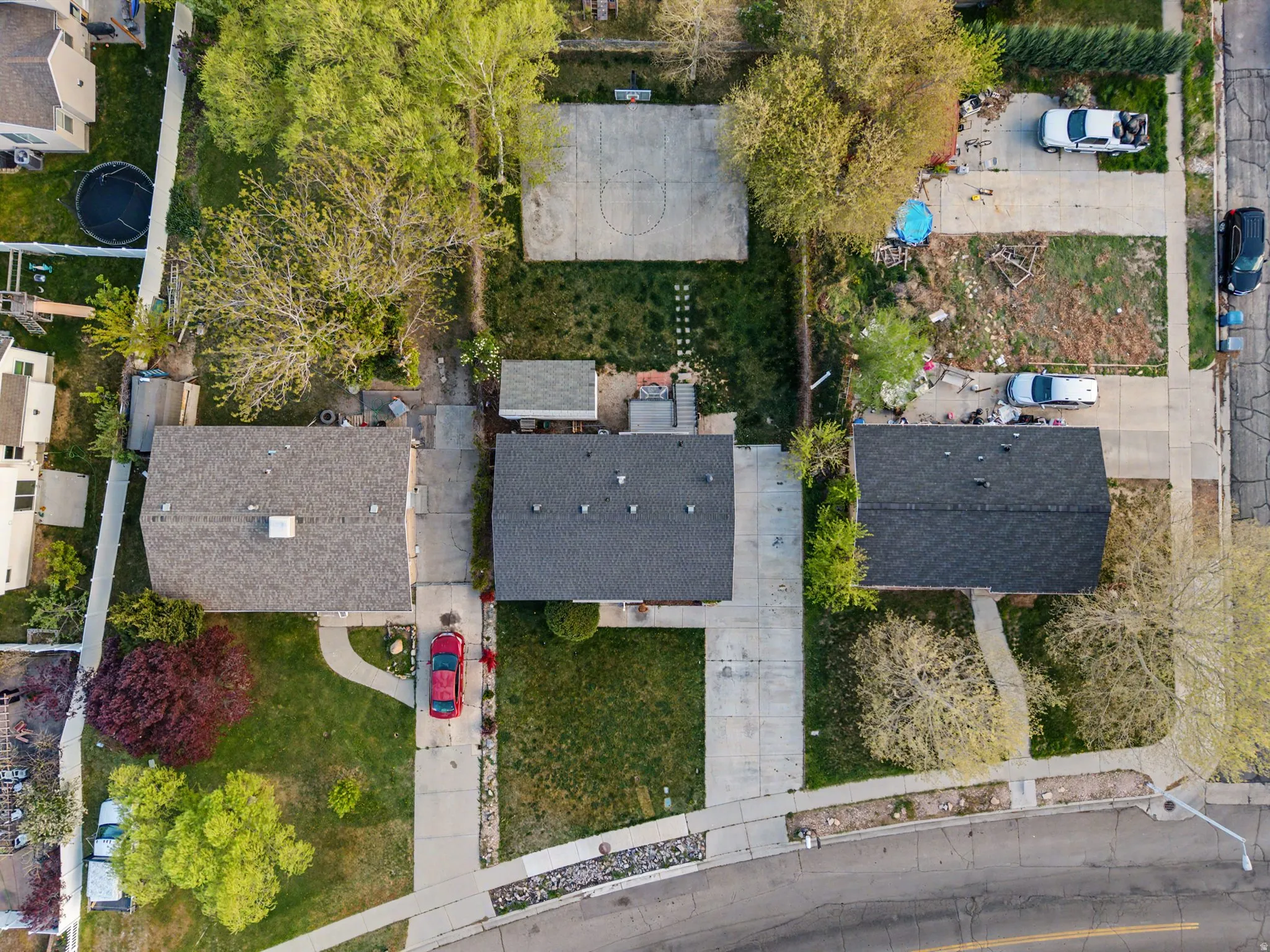 Aerial perspective of suburban area
