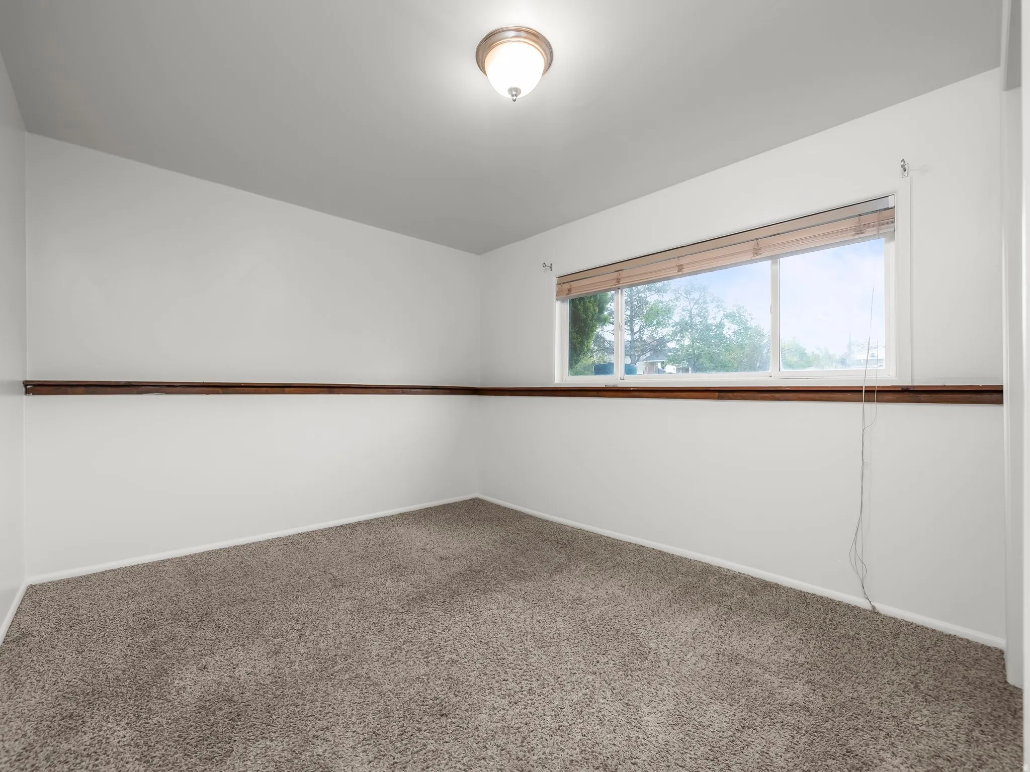 Empty room featuring carpet and baseboards