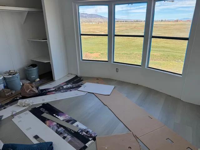 Dining space with a mountain view