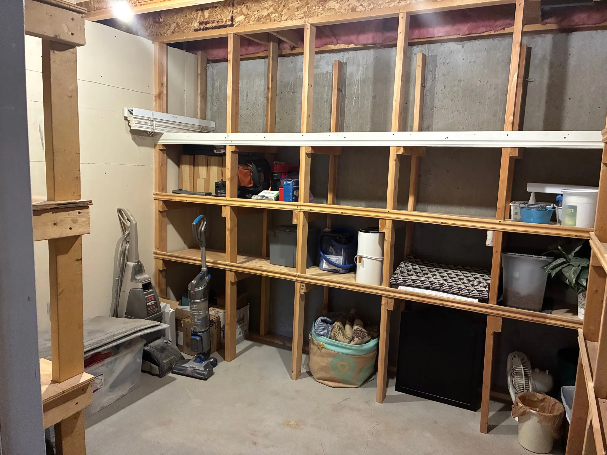 Great cold storage area with shelving.
