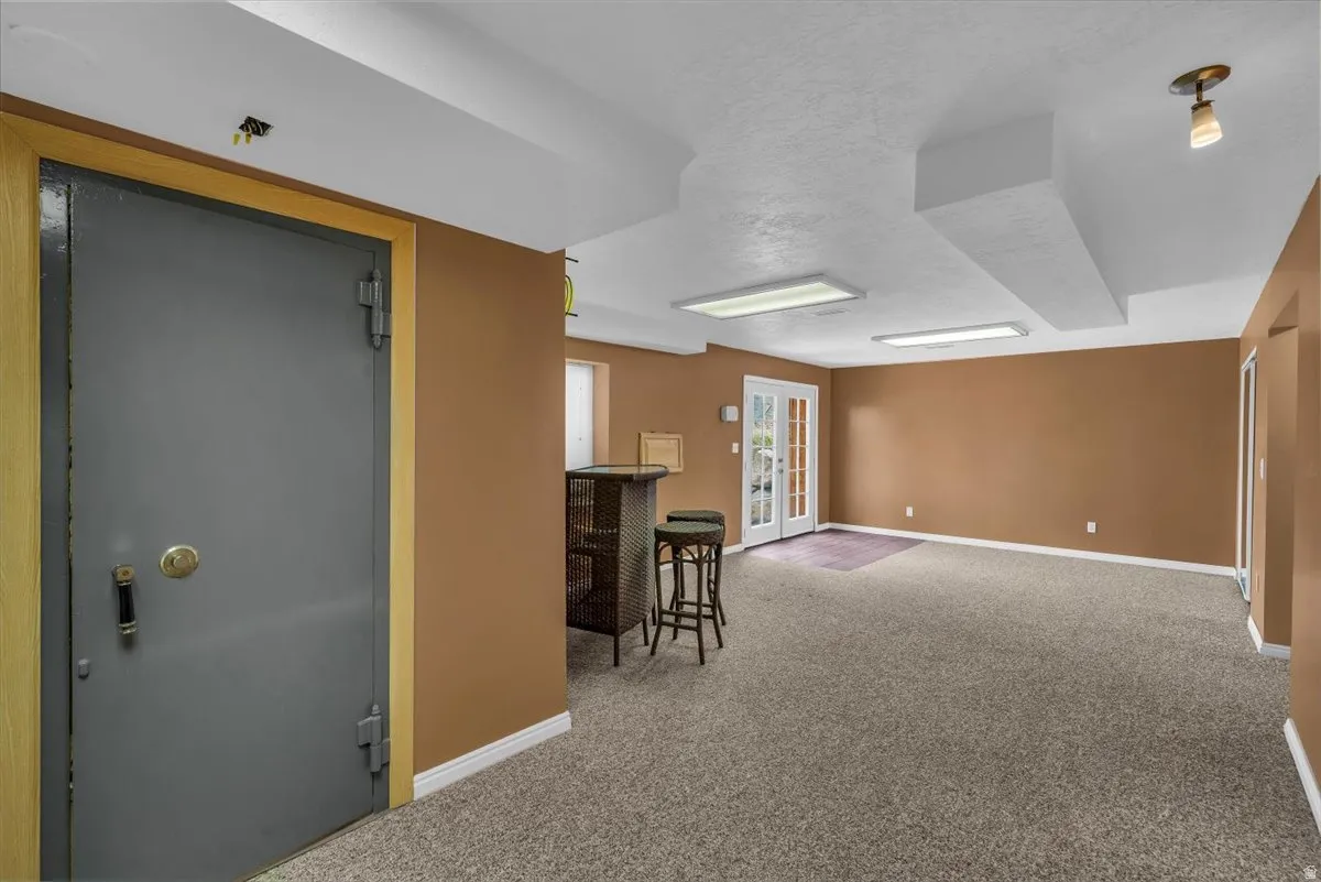 Walkout basement with walk-in safe.
