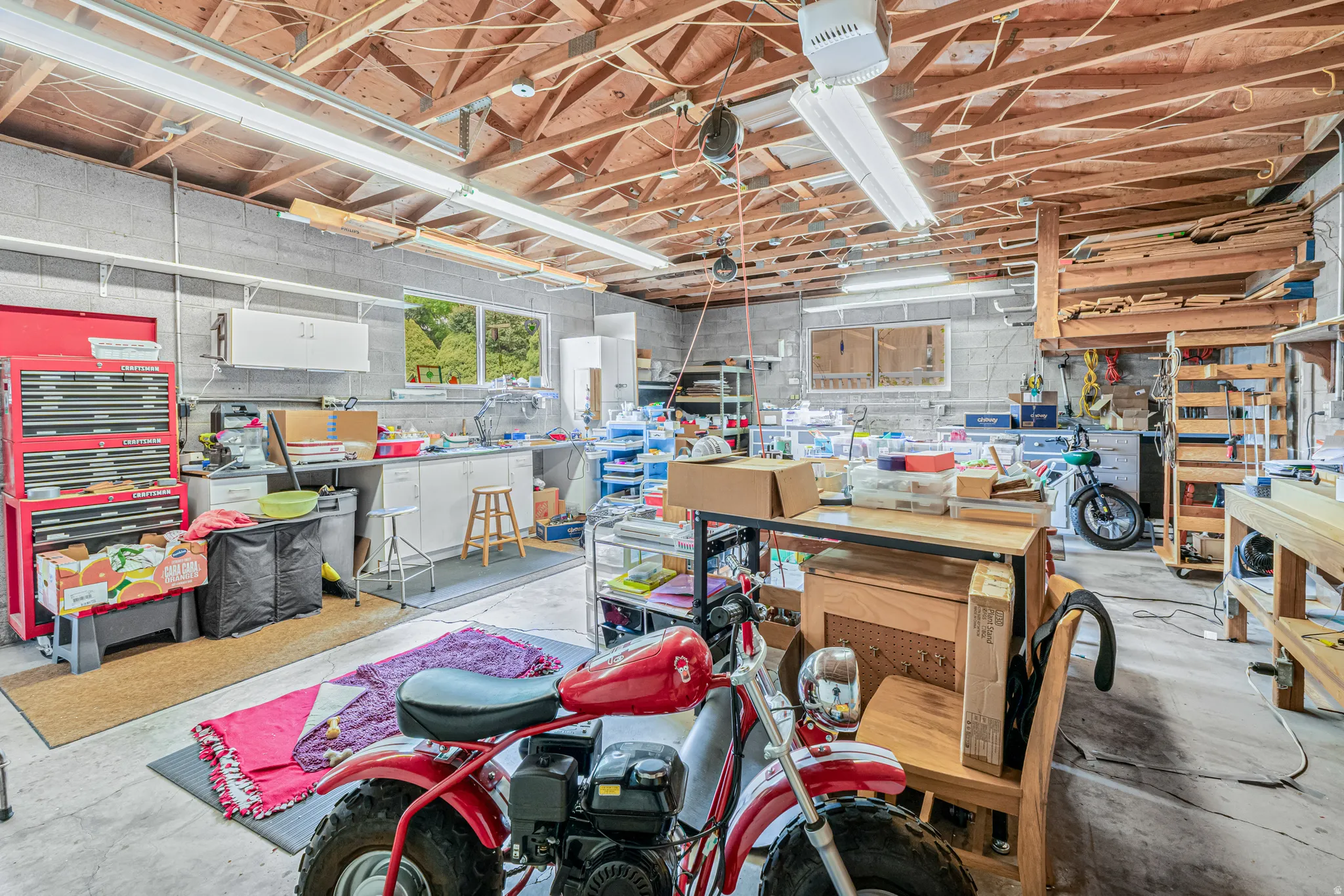 22'x28' garage can be anything you want it to be. Workshop, storage, space for toys, etc.