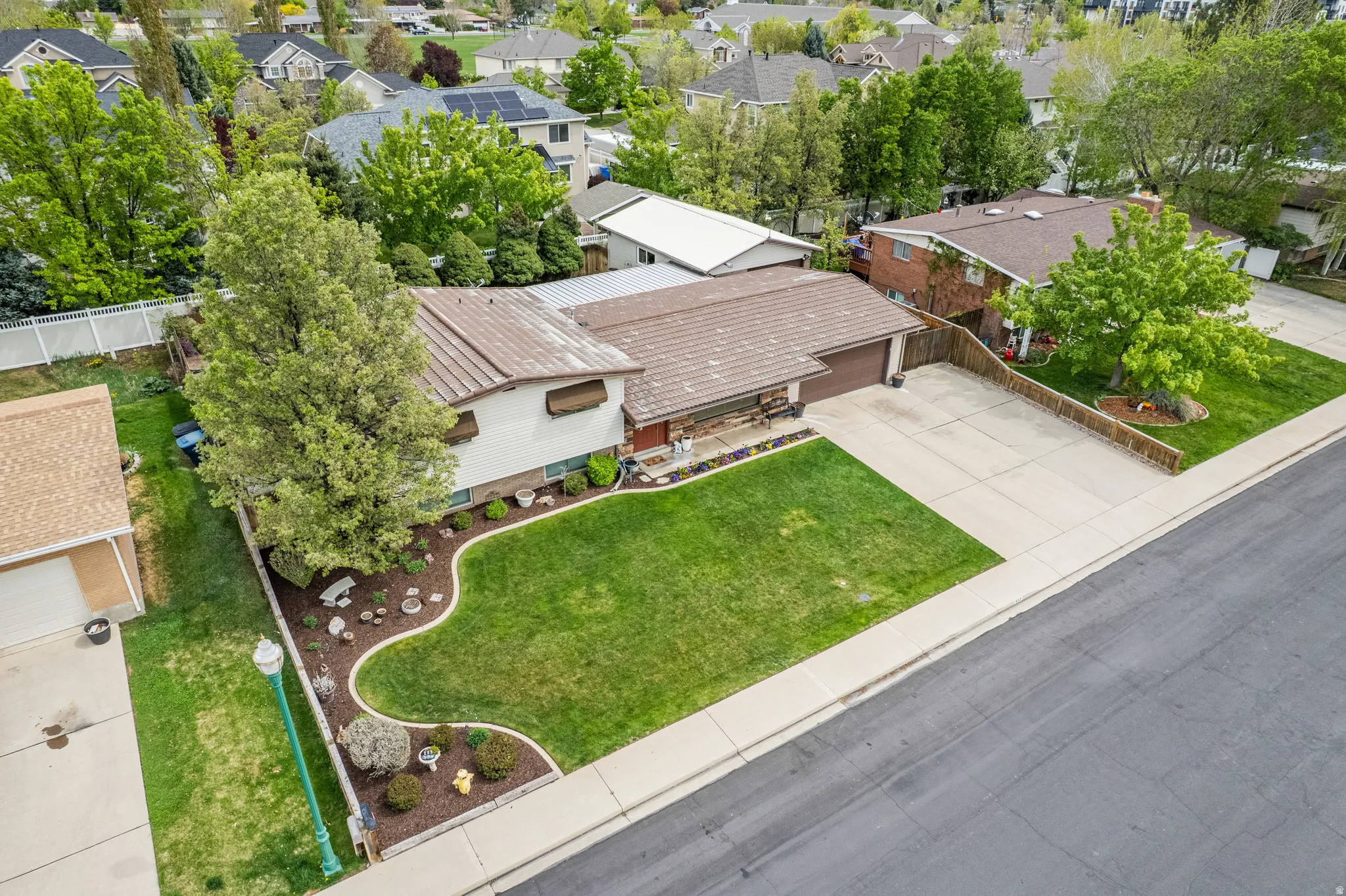Aerial perspective of suburban area