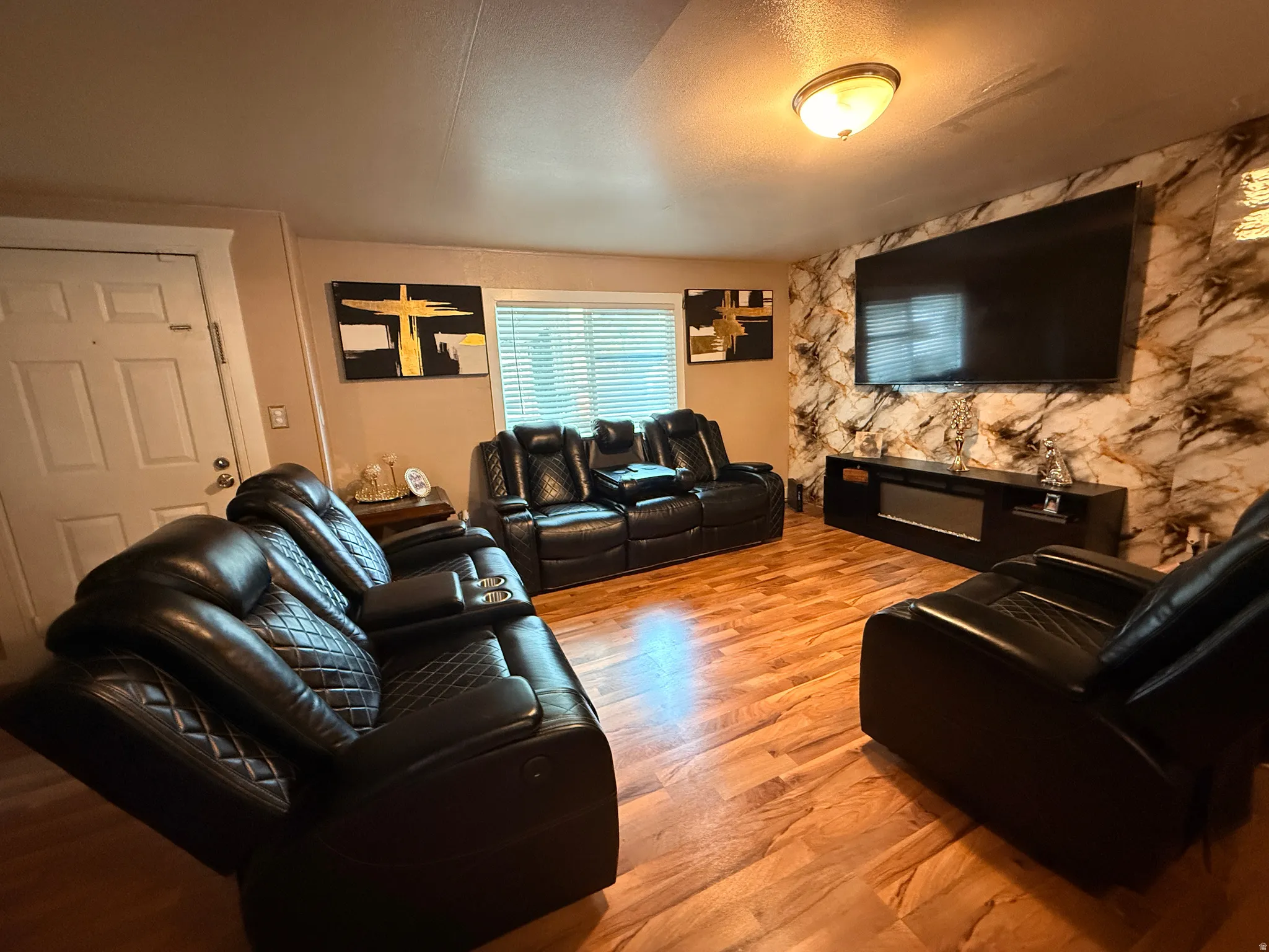 Wood-finish flooring throughout