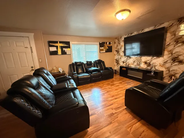 Wood-finish flooring throughout