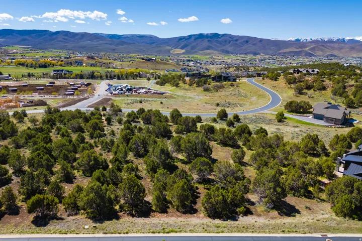 Drone / aerial view of a mountainous background