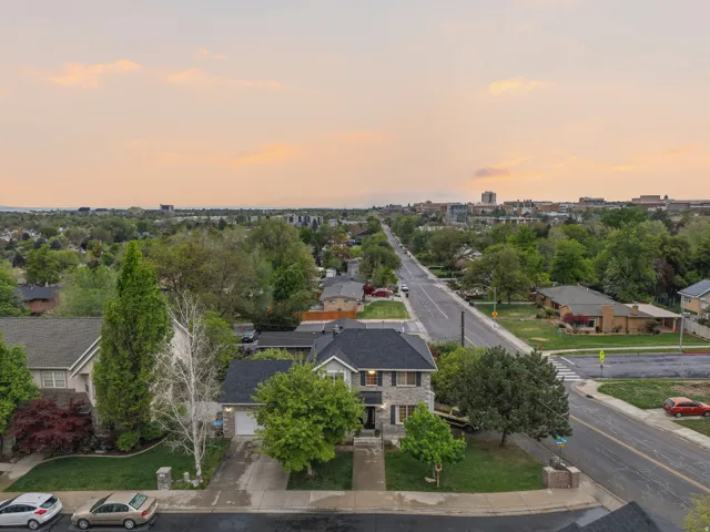 Aerial view at dusk