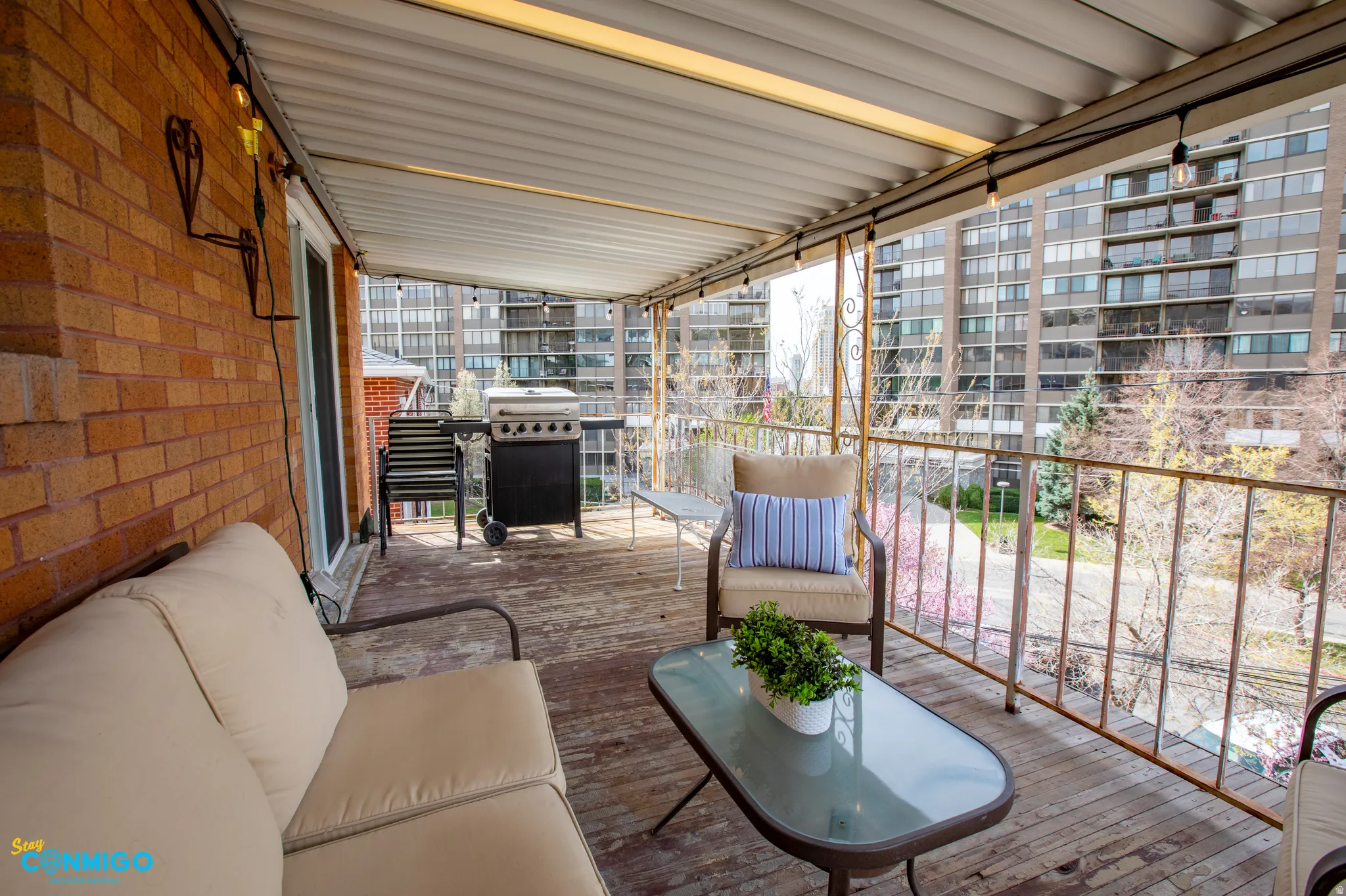 Balcony with a grill