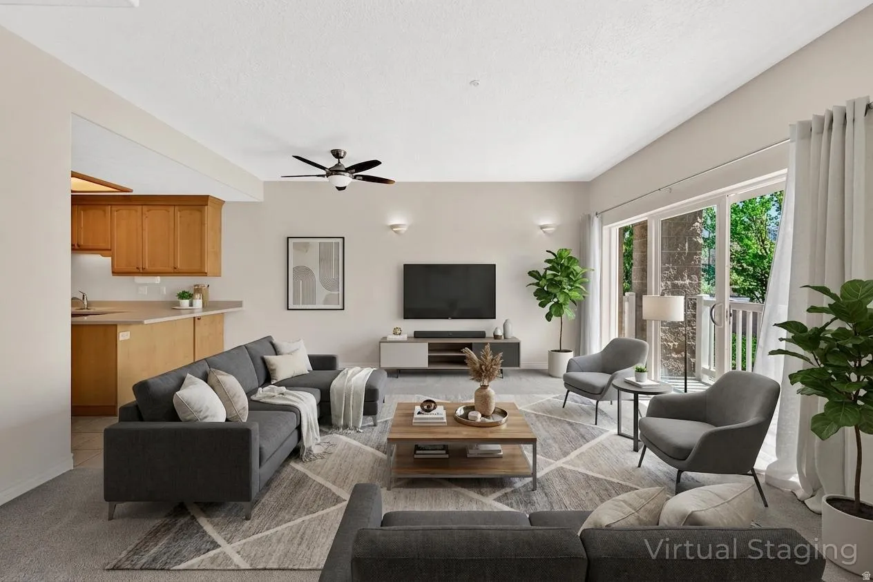 Living room with virtual staging