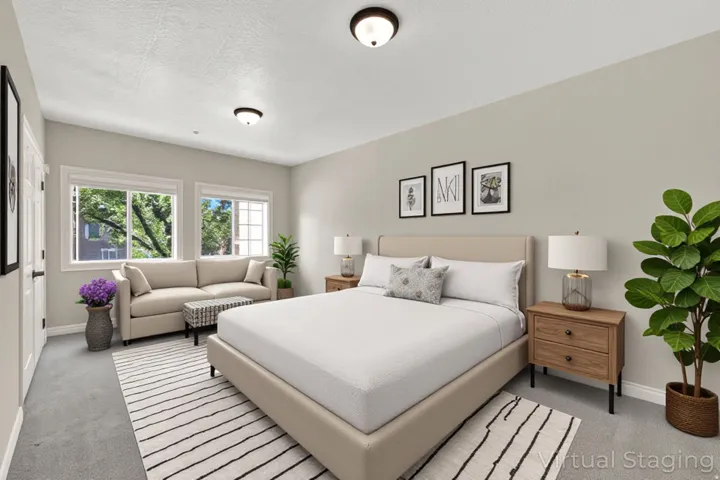 LARGE primary bedroom as seen with  virtual staging