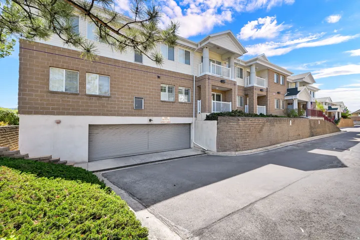 View of garage entrance looking southwest