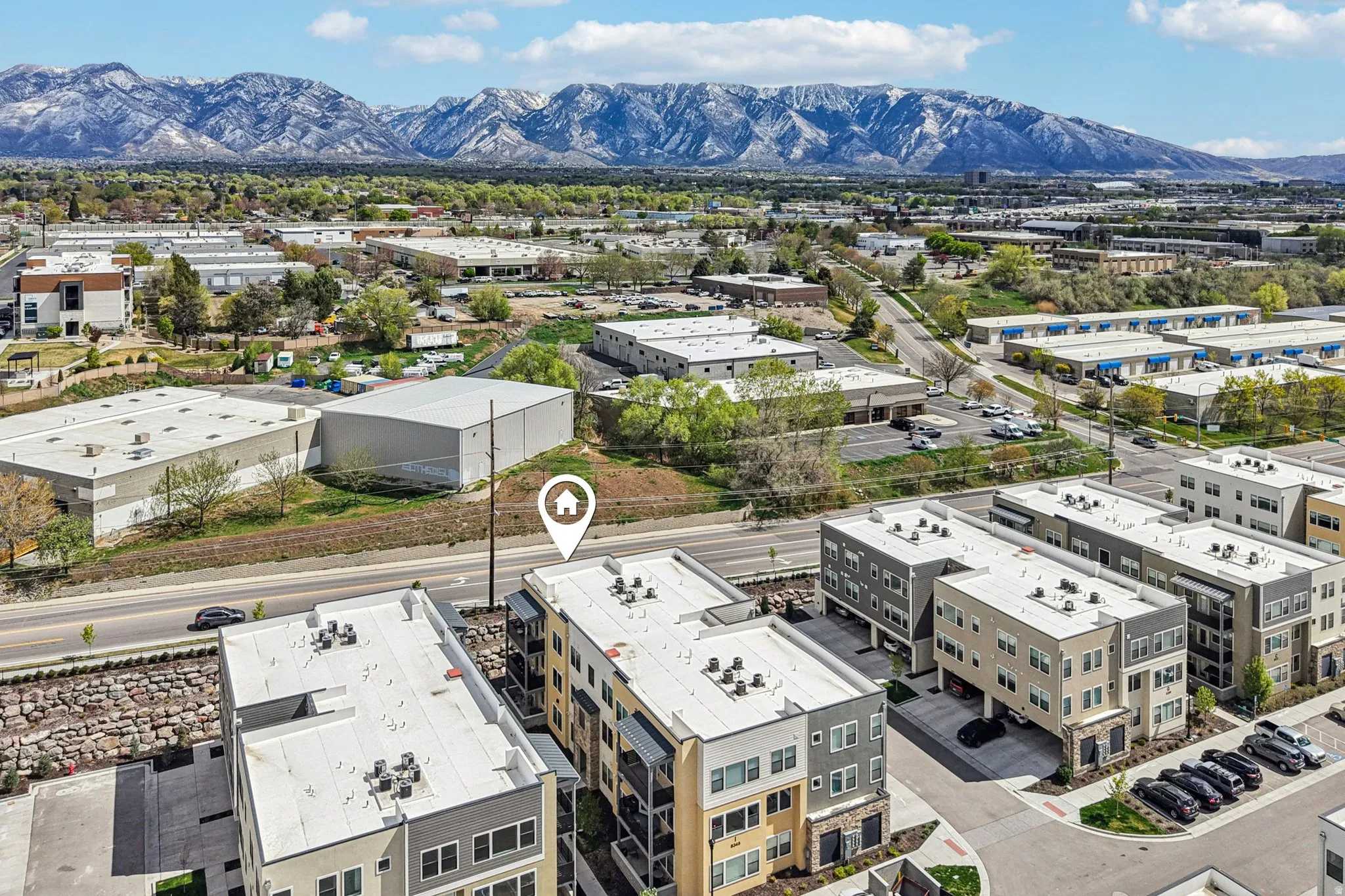 Aerial view of a mountain backdrop