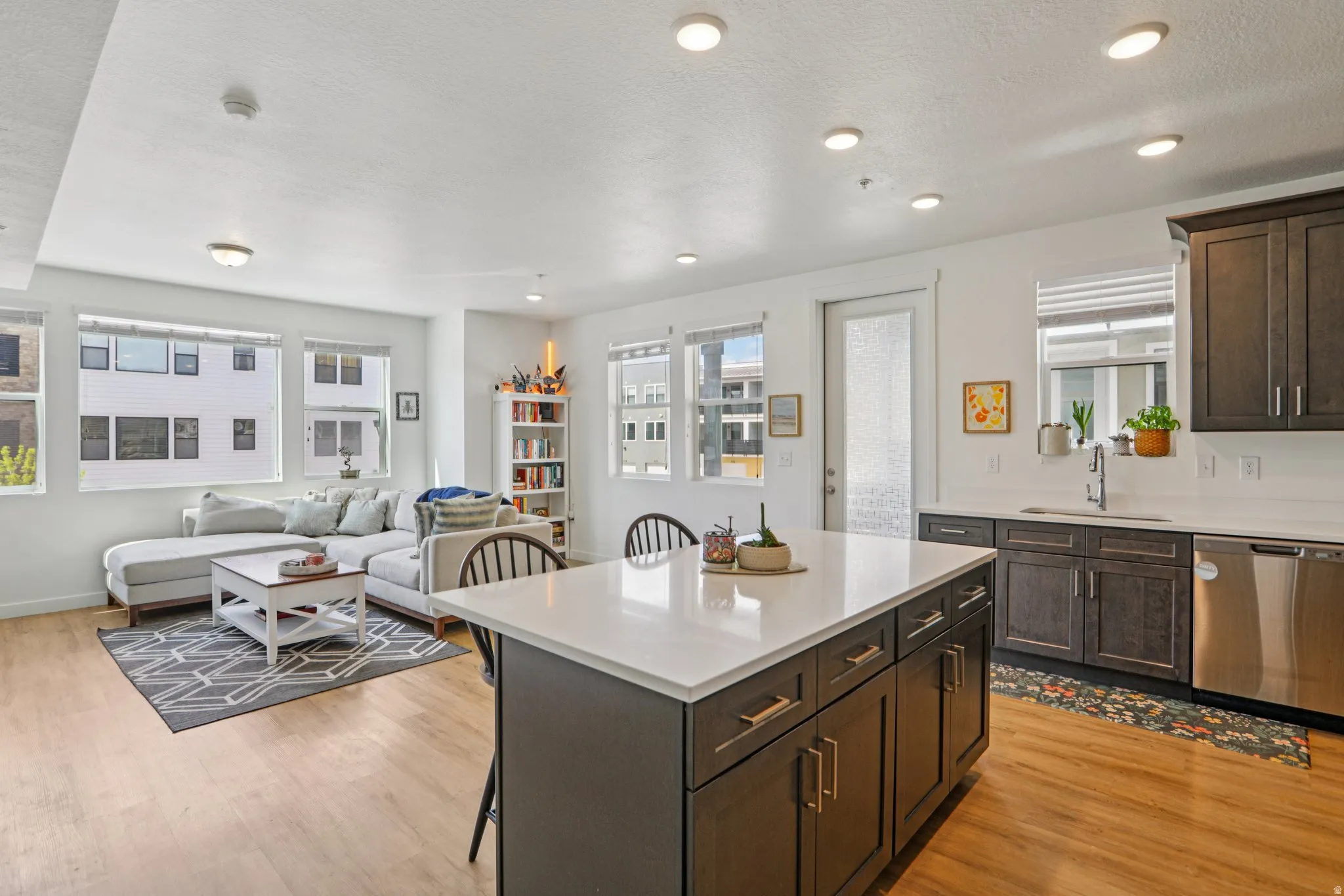 open floor plan with the living room and kitchen combined