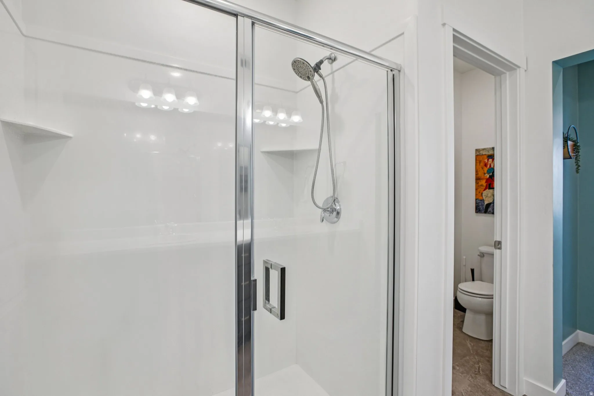 Bathroom with toilet and a shower stall