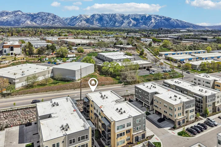 Aerial view of a mountain backdrop