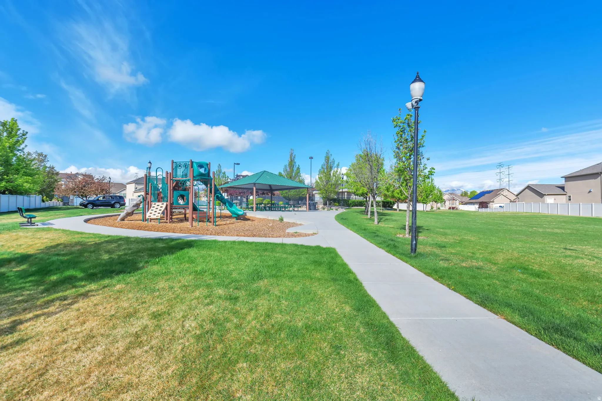 Communal playground featuring a gazebo