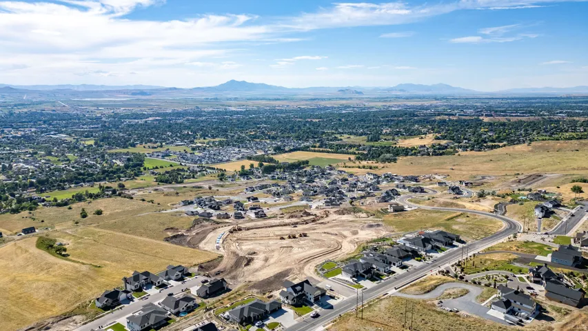 Expansive aerial perspective showcasing a developing residential community
