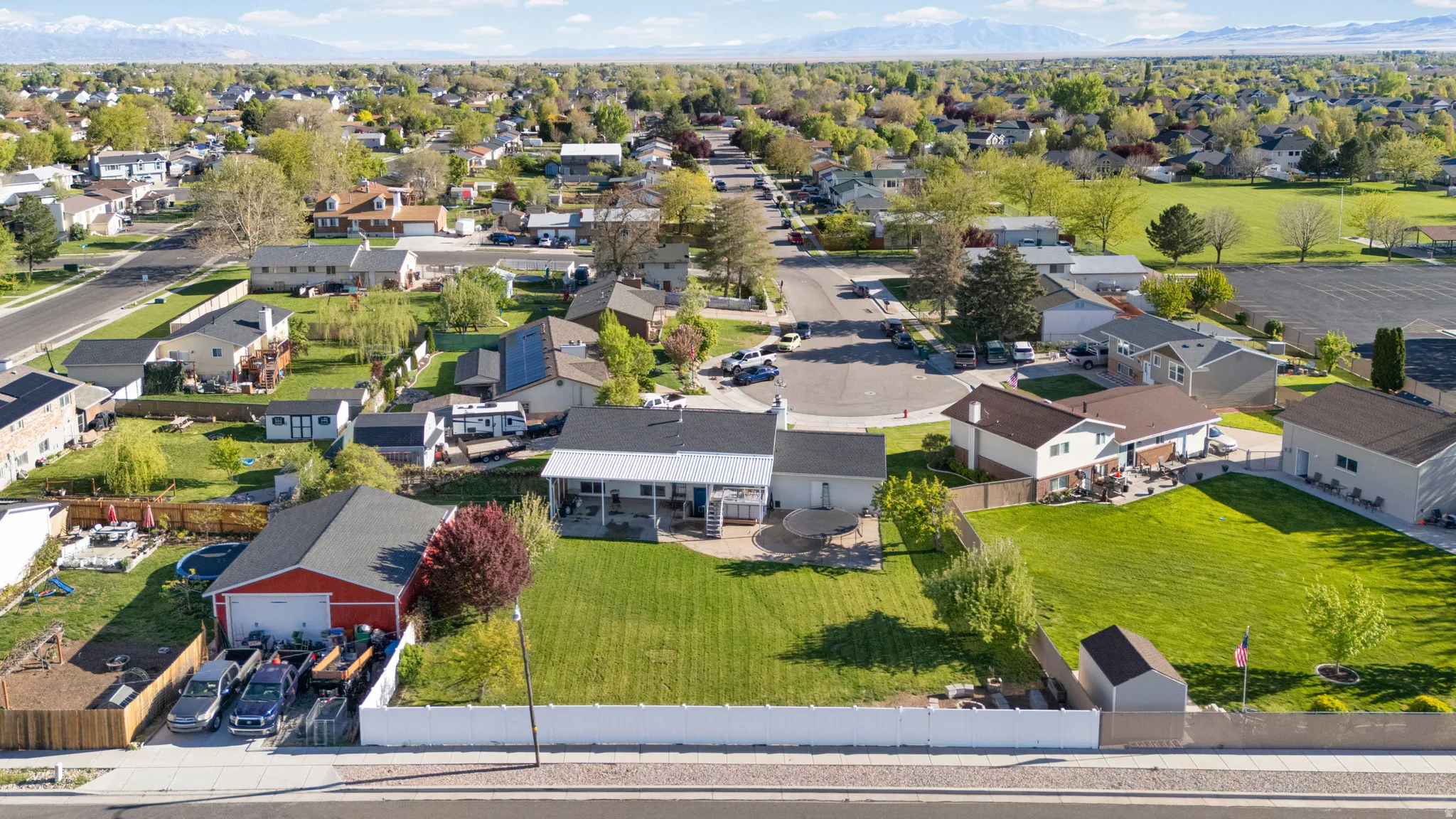 Aerial perspective of suburban area