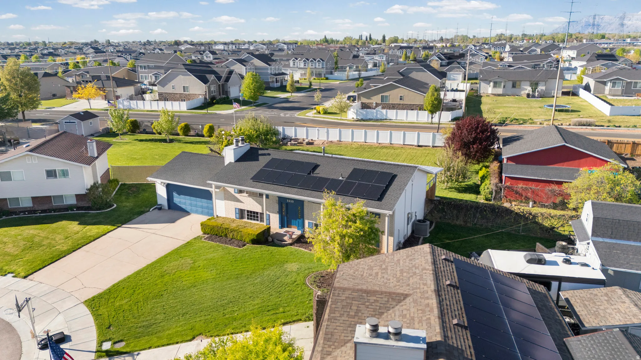 Aerial perspective of suburban area