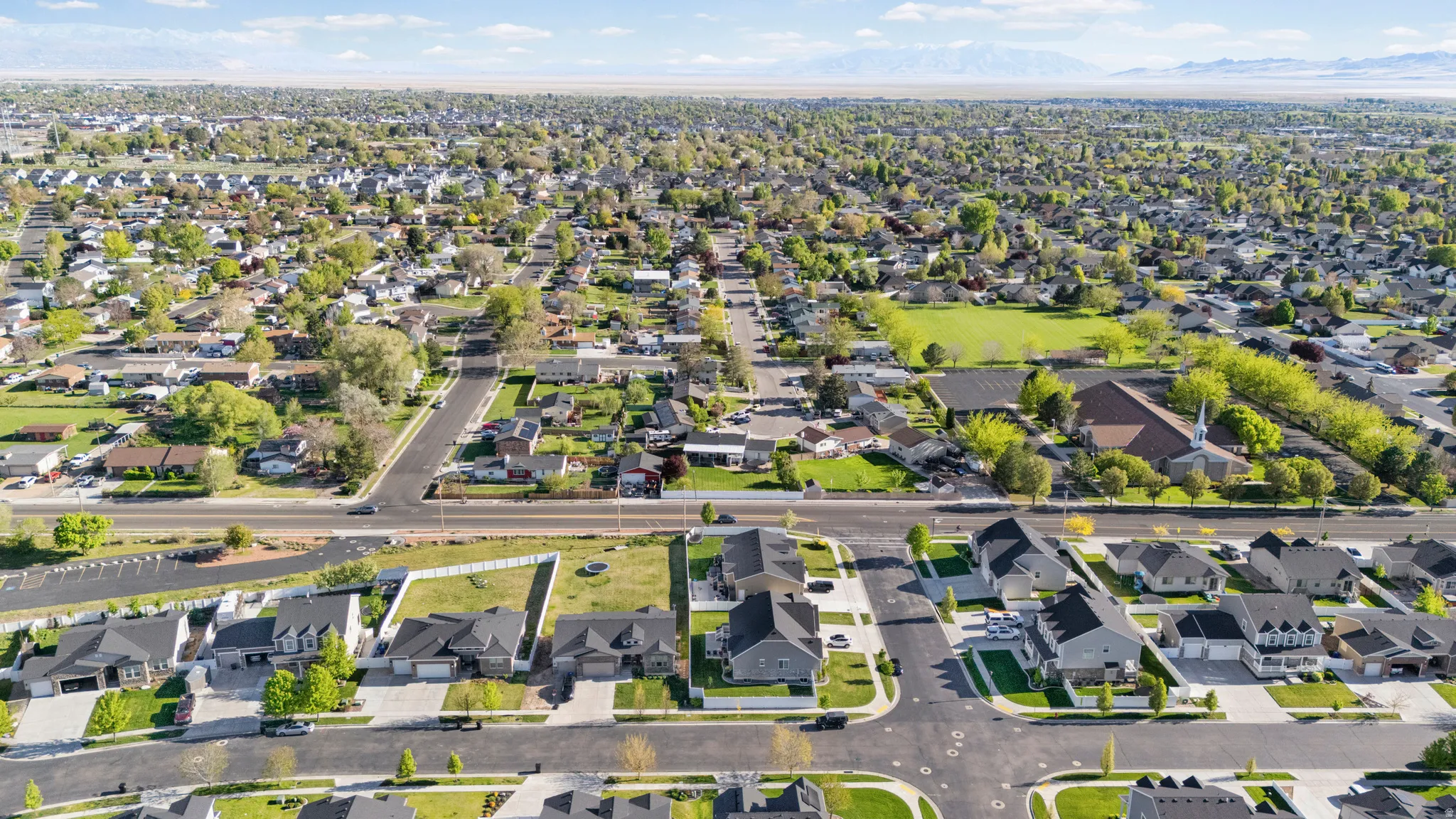 Aerial view of residential area